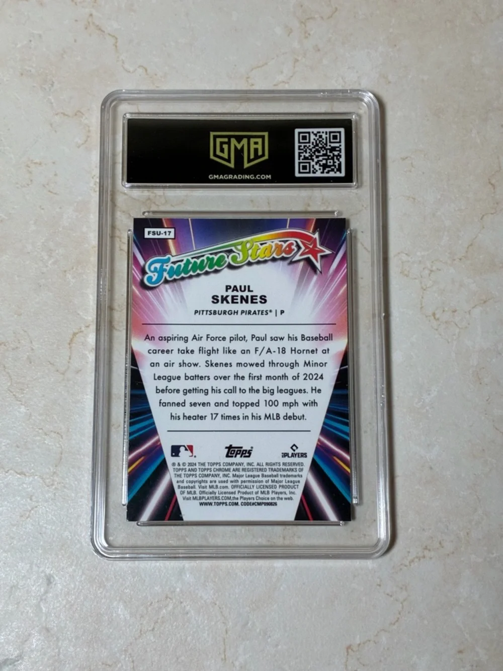 Paul Skenes Topps Chrome 2024 Future Stars Rookie Card (Graded) - Picture 2 of 2